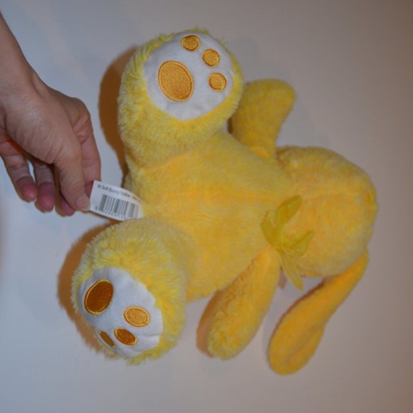 M SOFT BUNNY YELLOW Stuffed Animal Fleece Polyester Ribbon Bow - Picture 3 of 5